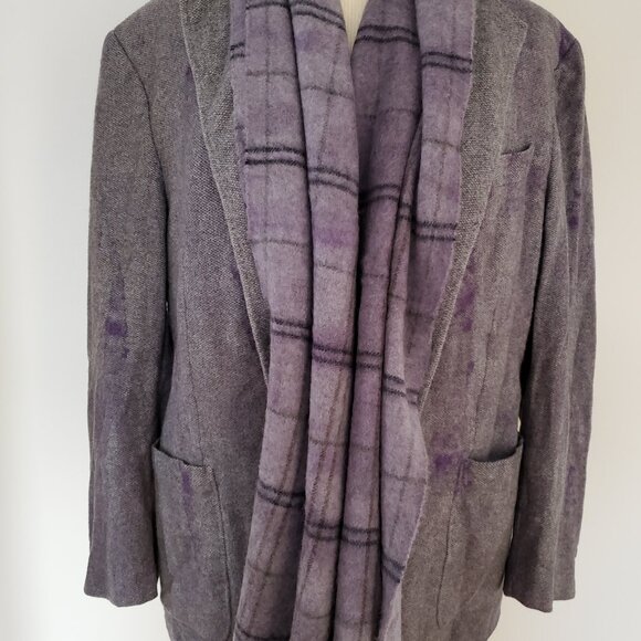 Canali italian cashmere wool angora kei blazer blue purple gray grey XL 44 46 L - Picture 11 of 11